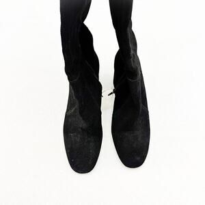 Essex Lane Suede Leather Black Heel Round Toe Knee High Boots Size 9